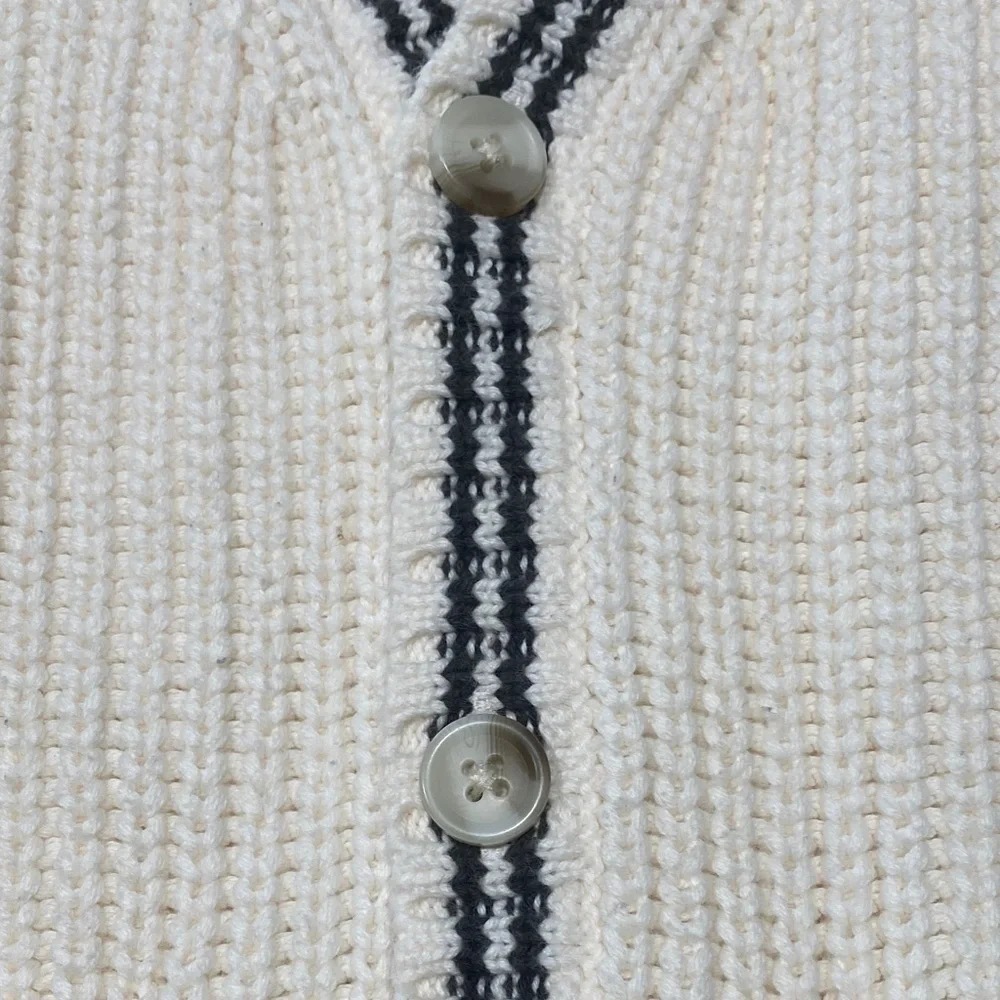 Old Navy Cream Cardigan with Black Stripe Trim